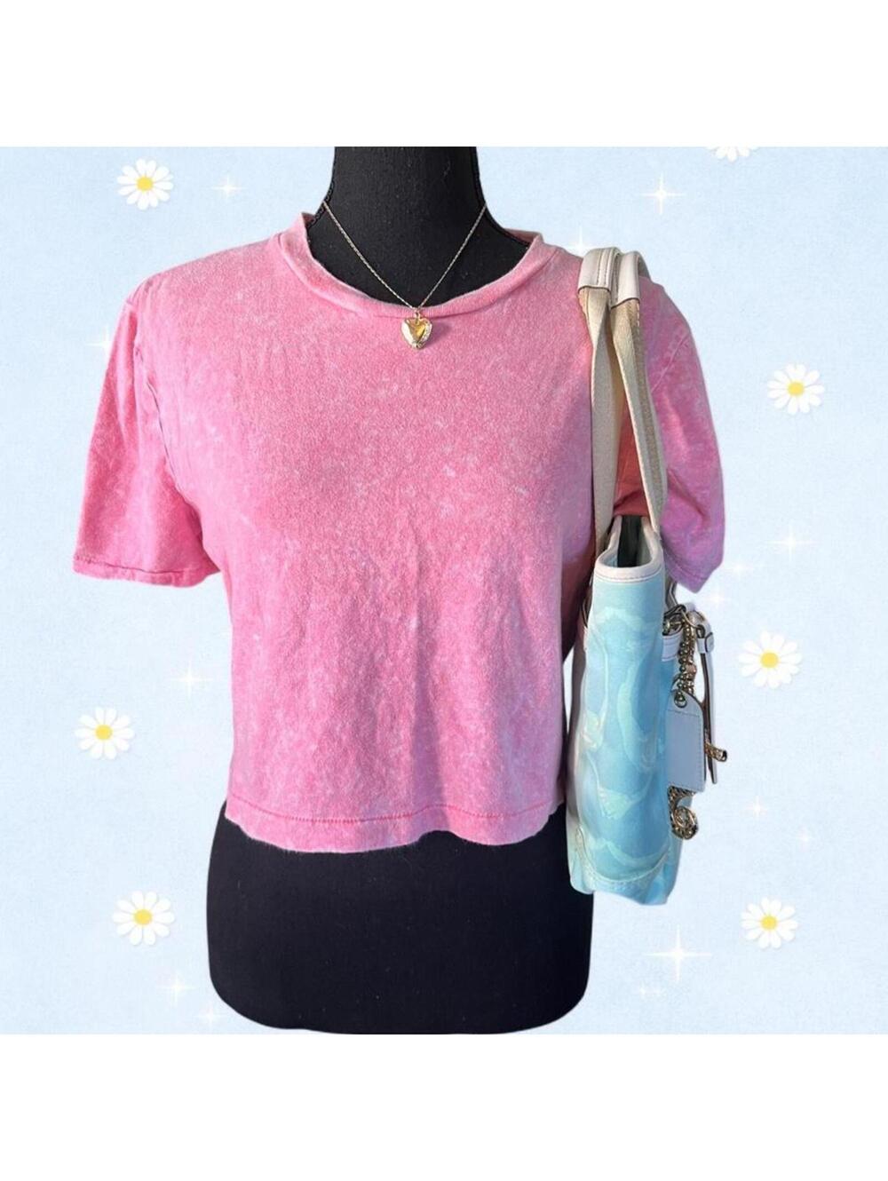 aero og tee collection 80s boxy crop tee acid wash pink baby tee XS 💕